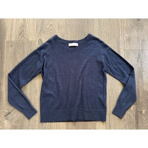 Everlane Wool Cotton Sweater Top Navy Blue Scoop Neck Lightweight XS NEW